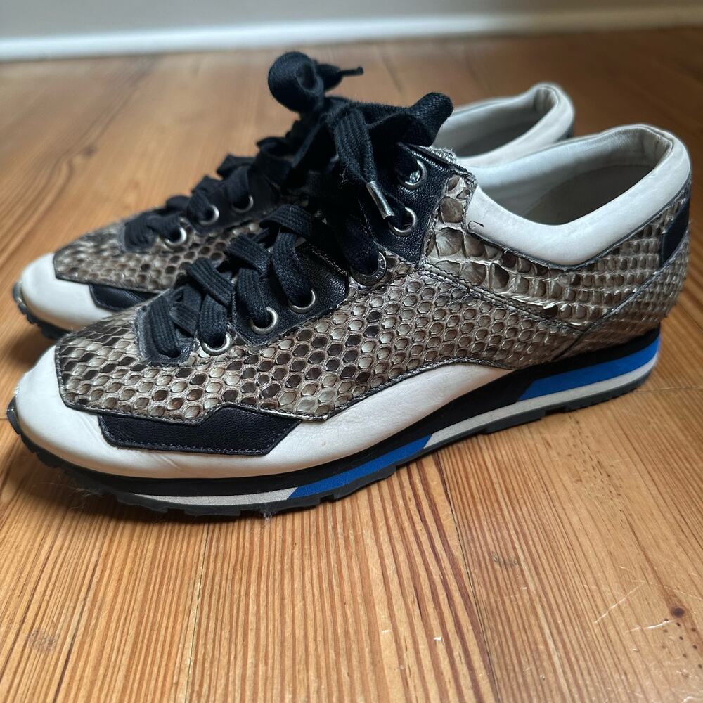 Lanvin brown snakeskin white blue accent leather sneakers SIZE‎ 36/5.5, 6 - Picture 6 of 8